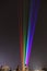 Rainbow laser lights over Cleveland, Ohio - USA