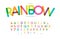 Rainbow letters and numbers set. Festival style vector latin alphabet. Font for events, birthday, kids promotions