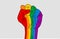 Rainbow LGBT flag colored hand isolated on png or transparent  background, Symbol of LGBT gay pride,rises of LGBTIQ,vector