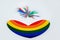 Rainbow lgbt heart on a white background, gay parade online
