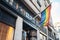 Rainbow LGBTQ flag at Burberry Shop in London on Regents street