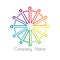 Rainbow logo sociocultural relations and equality. people stand in a circle holding hands