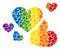 Rainbow Love hearts Collage Icon of Round Dots