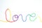 Rainbow love lettering with yarn