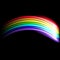 Rainbow made by multicolor fireflies, colorful comets, black background, gay symbol.