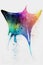 Rainbow manta or sting ray on white background, watercolor illustration, generative AI