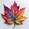 Rainbow Maple Leaf: A Hyperrealistic Sculpture In Dark Orange And Light Magenta