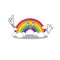 Rainbow mascot character design with one finger gesture