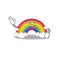 Rainbow mascot design style with an Okay gesture finger