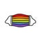 Rainbow medical mask doodle icon, vector illustration