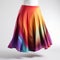 Rainbow Midi Skirt With Digital Airbrushing And Warm Tonal Range