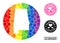 Rainbow Mosaic Hole Circle Map of Alabama State and Love Rubber Stamp for LGBT