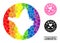 Rainbow Mosaic Hole Round Map of Amapa State and Love Rubber Seal for LGBT