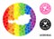 Rainbow Mosaic Hole Round Map of Austria and Love Rubber Stamp for LGBT