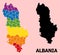 Rainbow Mosaic Map of Albania for LGBT