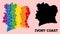 Rainbow Mosaic Map of Ivory Coast for LGBT