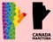 Rainbow Mosaic Map of Manitoba Province for LGBT
