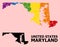 Rainbow Mosaic Map of Maryland State for LGBT