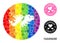 Rainbow Mosaic Stencil Round Map of Falkland Islands and Love Watermark Seal for LGBT