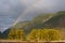 Rainbow in the mountains in the valley Chulyshman. Altai.Russia.Sibir