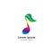 Rainbow musical note with leaf vector illustration. Seed Sprout, Growth, Growing, Harmony, music and nature logo concept.