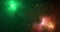 Rainbow nebula multicolor galaxy traveling into space green screen milky way