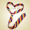 A rainbow necktie forming a heart and the text I love you, with