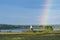 Rainbow Next to Lighthouse in Down East Maine