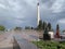 rainbow next to the memorial of the Victory