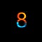Rainbow number 8 illustration on isolated black background. Abstract alphabet symbol for banner , flyer or cover.