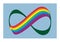 Rainbow and number 8, symbolizes infinity, vector logo