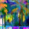 A Rainbow Oasis: Vivid Palms in a Surreal Tropical Setting