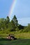 Rainbow by Old Truck in Maine Field