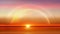 Rainbow  orange sunset at sea sunlight and sea water reflection nature background