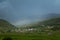 Rainbow over the city, paro, bhutan