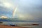 Rainbow over Great lake prespa, macedonia