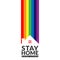 Rainbow over house with slogan stay home save lives, awareness campaign for promote people make self isolation at home