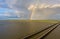 A rainbow over Mobile Bay, Alabama after a summer storm