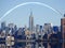 Rainbow over New York skyline