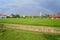 Rainbow over a paddy field