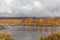 Rainbow over river in the Arctic mountains of a Sarek National Park