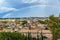 Rainbow over Rome. Arial view of Rome city from Janiculum hill, Terrazza del Gianicolo. Rome. Italy