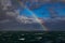 Rainbow Over Rough Seas In The English Channel