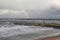 Rainbow over Whitby Harbour piers.