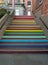 Rainbow Painted On Brick Steps