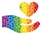 Rainbow Palm offer love heart Collage Icon of Spheric Dots