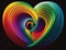 A rainbow of passionate love radiating from two hearts entwined in romantic bliss. Art concept. AI generation