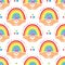 Rainbow pattern Love background, Cute childishly drawn rainbows. Vector seamless pattern