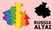 Rainbow Pattern Map of Altai Republic for LGBT