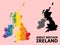 Rainbow Pattern Map of Great Britain and Ireland for LGBT